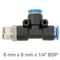 Pu Hose Fitting Tee 8mm X 8mm X 1/4
